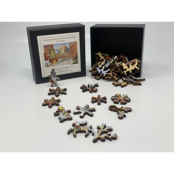 Ice Skaters at Rockefeller Center - 50 Piece MINI Wooden jigsaw Puzzle UK