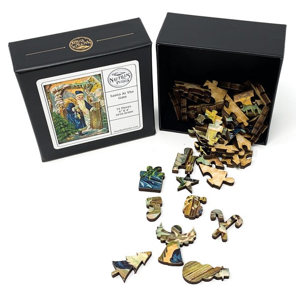 Santa At The Gate (Victorian Santa 3) (51 Pieces) Mini Christmas Wooden Jigsaw Puzzle UK