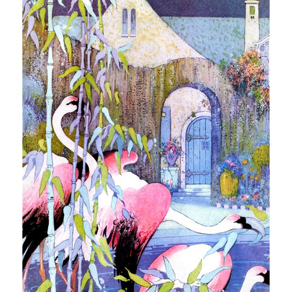 Flamingos At The Gate (50 Piece Mini Wooden Jigsaw Puzzle) UK