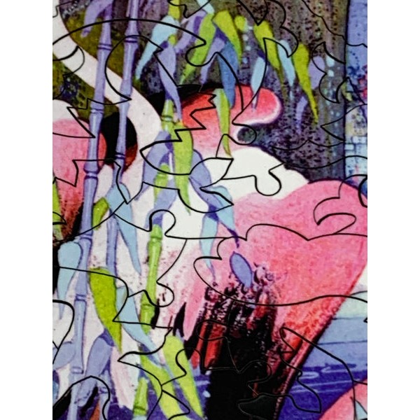 Flamingos At The Gate (50 Piece Mini Wooden Jigsaw Puzzle) UK