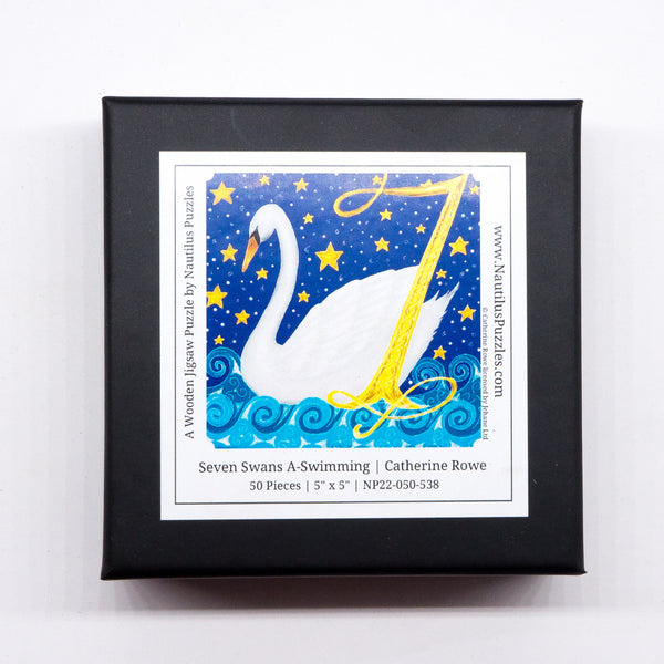 Seven Swans A-Swimming (50 Piece Mini Wooden Jigsaw Puzzle) UK