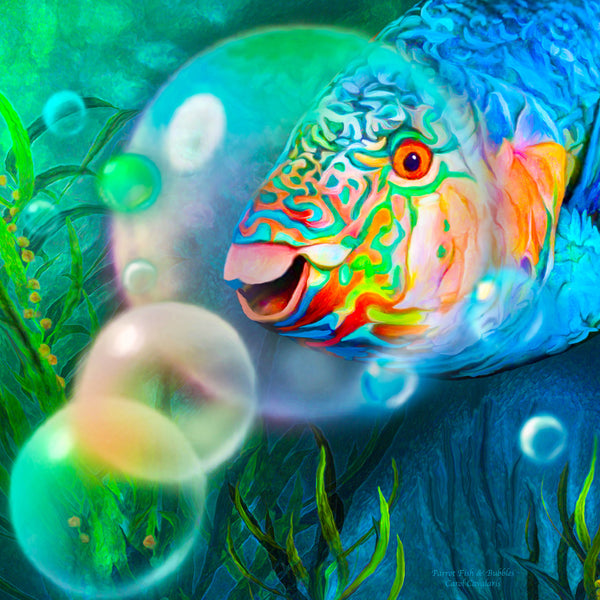 Parrot Fish and Bubbles - 345 Pieces. Wooden Jigsaw Puzzle. UK