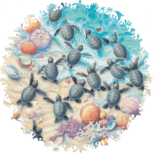 Green Turtle Hatchlings - 361 Piece Wooden Jigsaw Puzzle for Adults UK