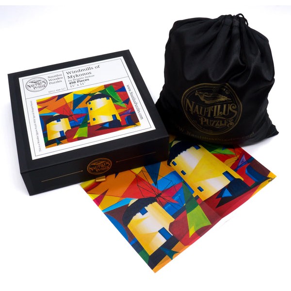 Windmills of Mykonos (498 Piece Wooden Jigsaw Puzzle) UK