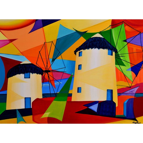 Windmills of Mykonos (498 Piece Wooden Jigsaw Puzzle) UK