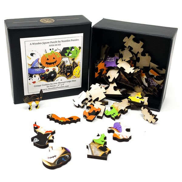 Creepy Cookies (50 Pieces) Mini Halloween Wooden Jigsaw Puzzle UK