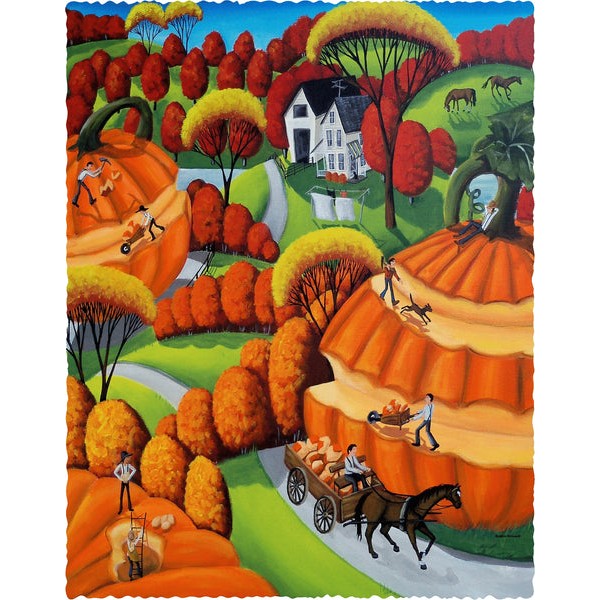 Pumpkin Carving (449 Piece Autumn Wooden Jigsaw Puzzle) UK