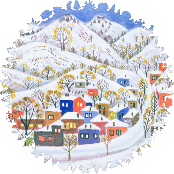 Winter in the Village- 351 Piece Wooden Jigsaw Puzzle UK