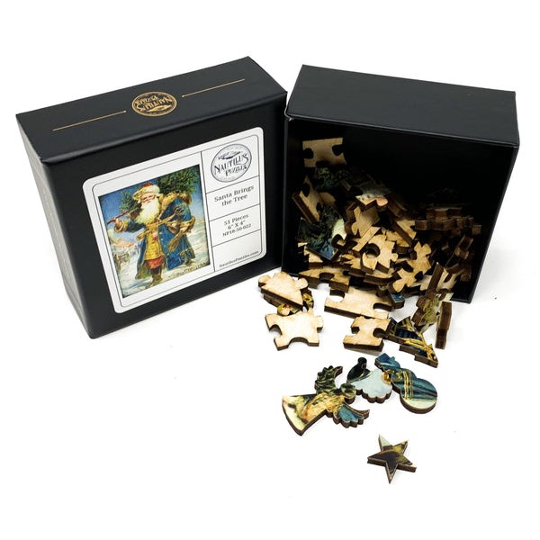 Santa Brings The Tree (Victorian Santa 1) (51 Pieces) Mini Christmas Wooden Jigsaw Puzzle UK