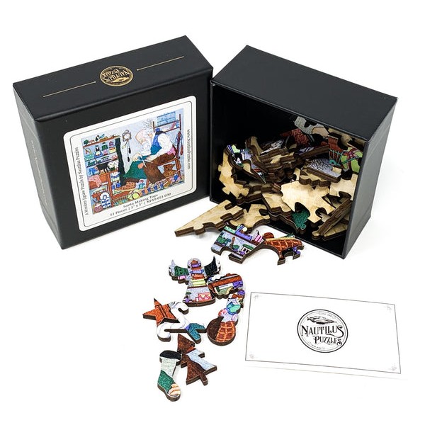 Santa Making Toys (51 Pieces) Mini Wooden Christmas Puzzle UK