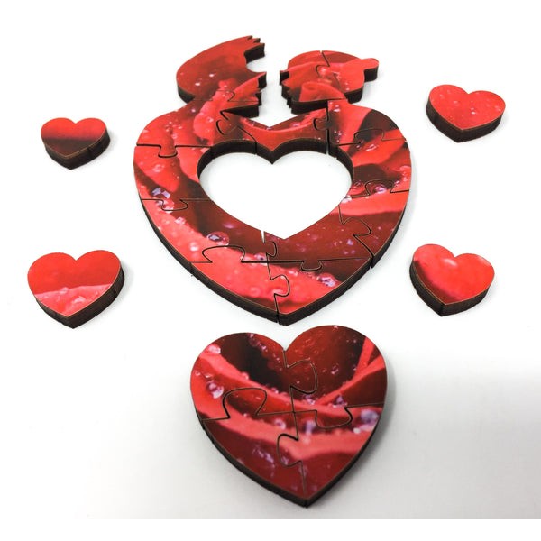 Raindrops on a Red Rose - 59 Piece Mini Valentine's Day Wooden Puzzle UK