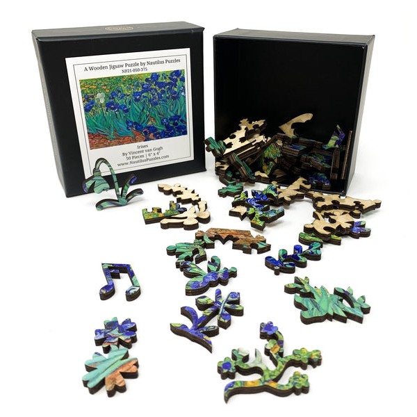 Irises by Vincent Van Gogh (50 Piece Mini Wooden Jigsaw Puzzle) UK