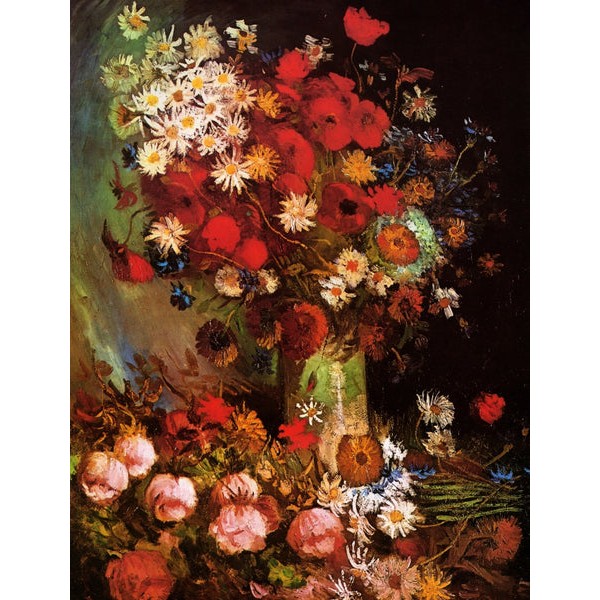 Vase with Poppies, Cornflowers, Peonies and Chrysanthemums by Van Gogh (120 Piece Wooden Jigsaw Puzzle) UK
