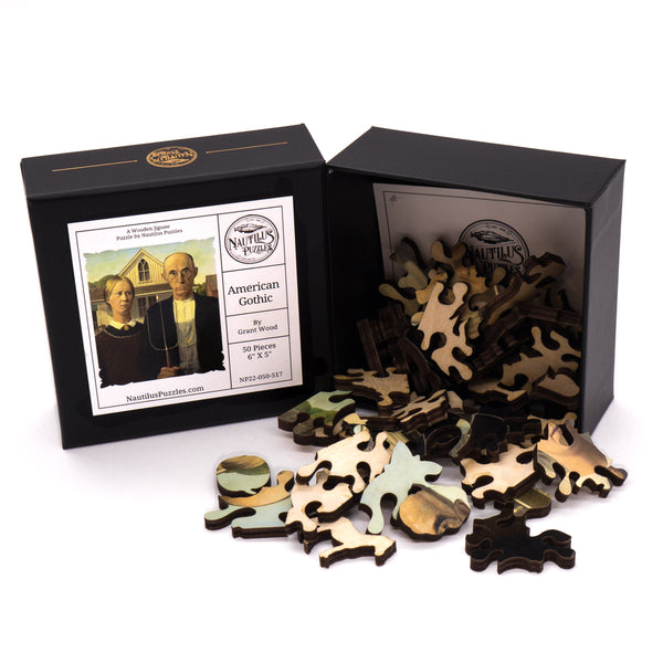 American Gothic by Grant Wood (50 Piece MINI Wooden Jigsaw Puzzle) UK
