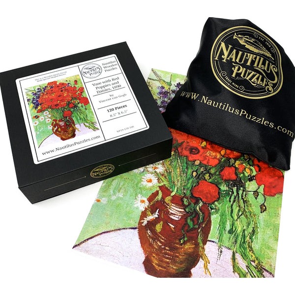 Vase with Red Poppies and Daisies, 1890 by Van Gogh (120 Piece Wooden Jigsaw Puzzle) UK