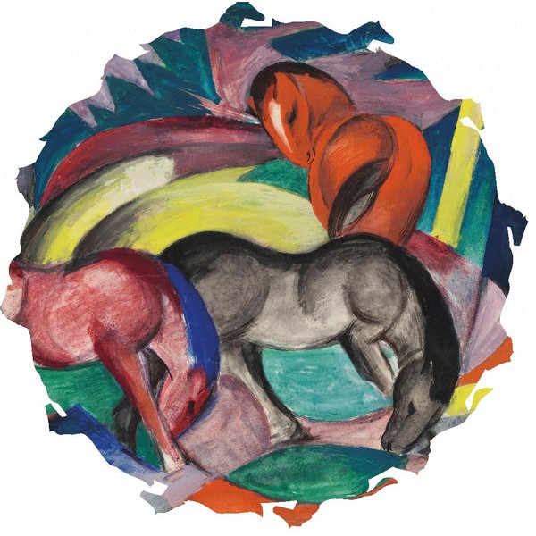Three Horses, 1912 by Franz Marc (327 Piece Shaped Wooden Jigsaw Puzzle) UK