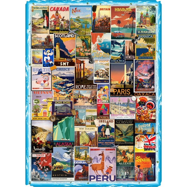 Vintage Travel Posters (502 Piece Wooden Jigsaw Puzzle) UK