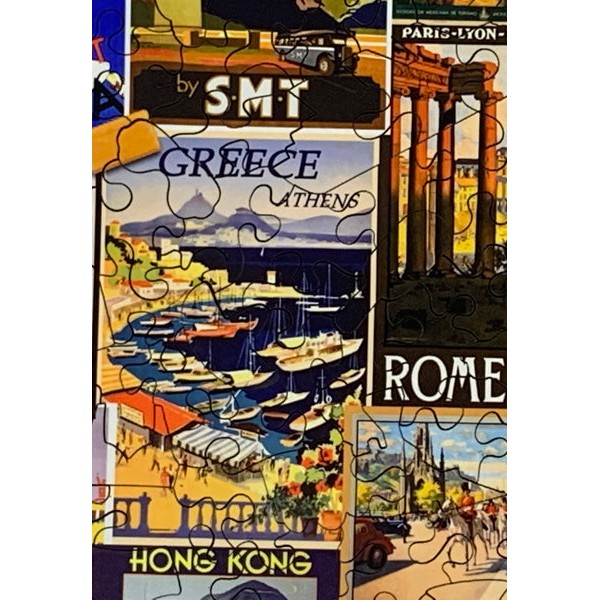 Vintage Travel Posters (502 Piece Wooden Jigsaw Puzzle) UK