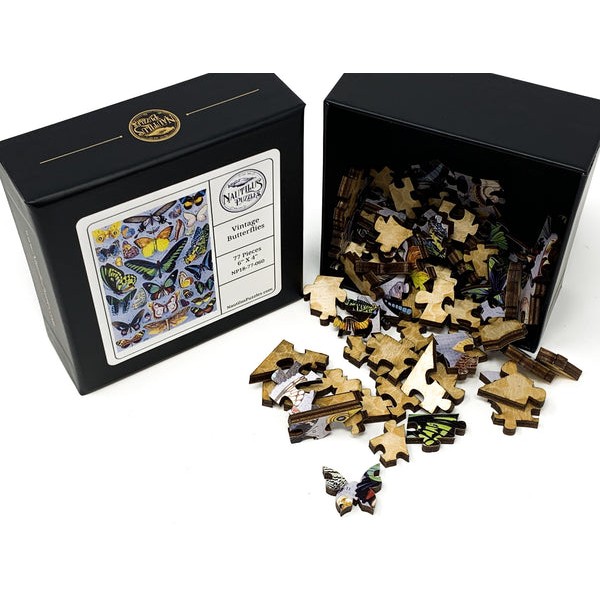 Vintage Butterflies (77 Pieces) Mini Wooden Photo Puzzle UK