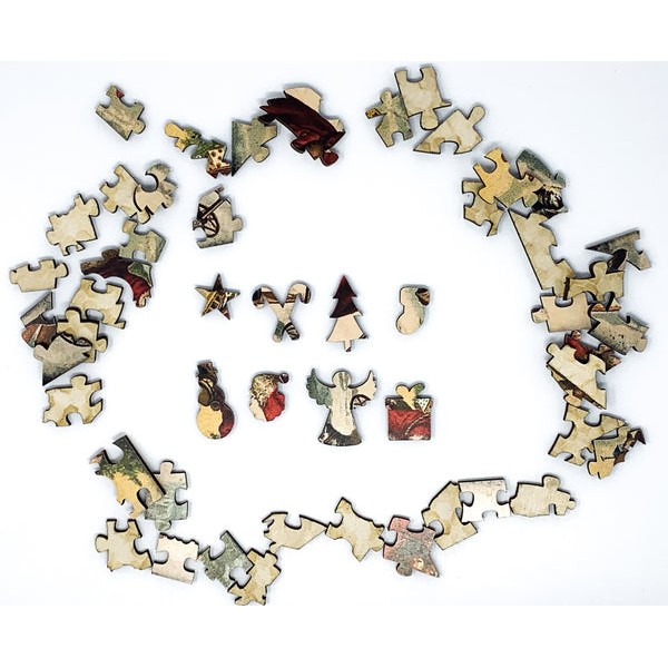 Skiing Santa (Victorian Santa 4) (51 Pieces), Mini Wooden Jigsaw Puzzle UK