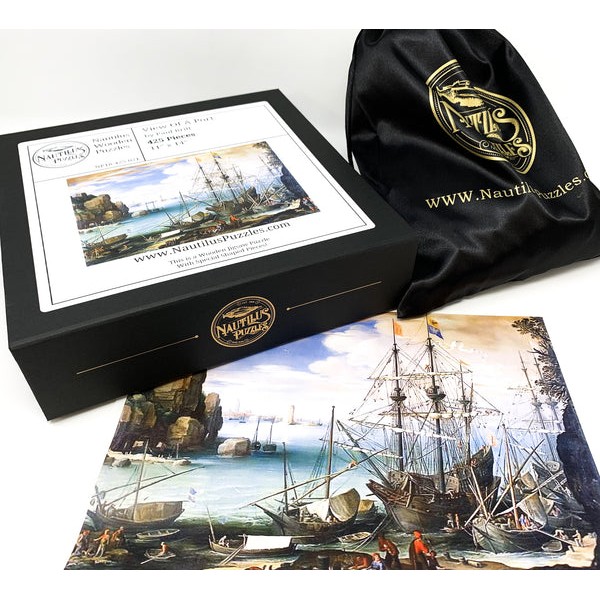 View of a Port by Paul Brill (425 Piece Wooden Jigsaw Puzzle) UK