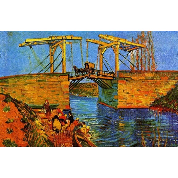 Langlois Bridge At Arles by Vincent Van Gogh (50 Pieces) Mini Wooden Jigsaw Puzzle UK
