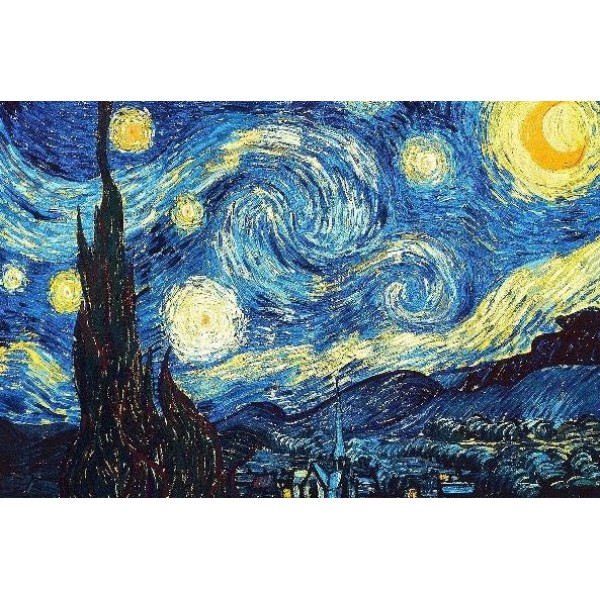 Starry Night by Vincent Van Gogh (50 Pieces) Mini Wooden Jigsaw Puzzle UK