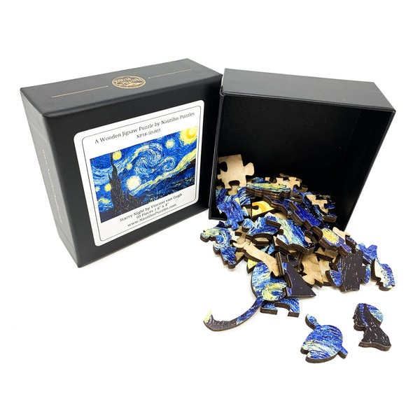 Starry Night by Vincent Van Gogh (50 Pieces) Mini Wooden Jigsaw Puzzle UK