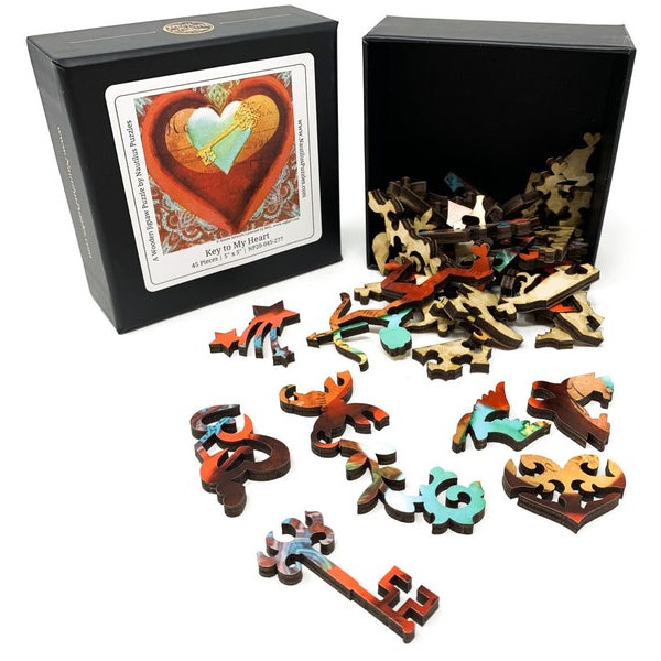 Key to My Heart (45 Piece Mini Wooden Jigsaw Puzzle) UK