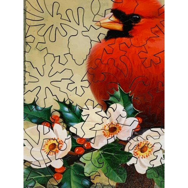 Cardinal Greetings (50 Piece Mini Christmas Wooden Jigsaw Puzzle) UK
