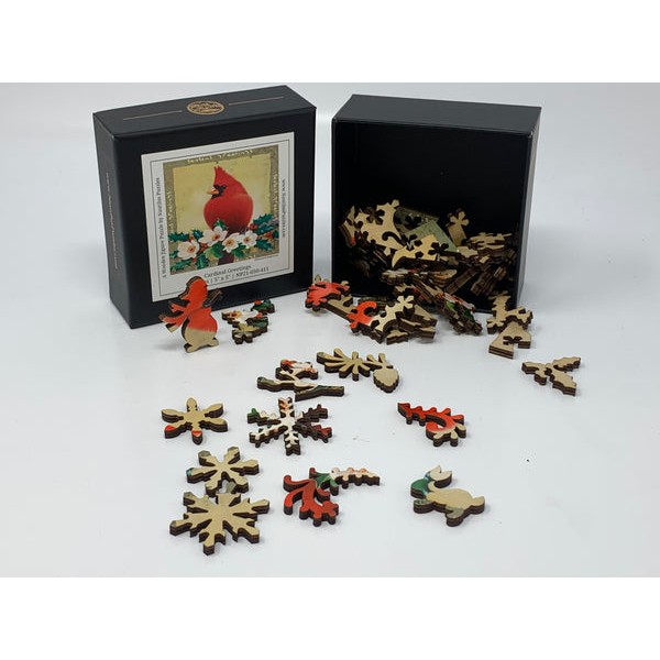 Cardinal Greetings (50 Piece Mini Christmas Wooden Jigsaw Puzzle) UK