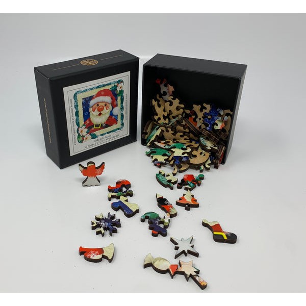 Holly Jolly Santa (50 Piece Mini Christmas Wooden Jigsaw Puzzle) UK