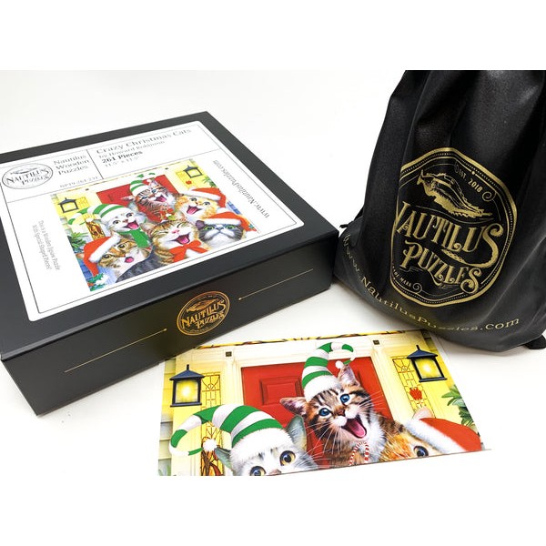 Crazy Christmas Cats - 261 Piece Christmas Wooden Jigsaw Puzzle UK