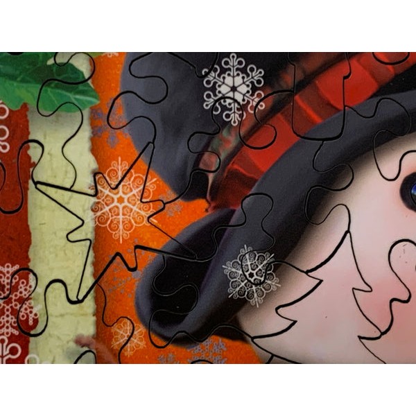 Holly Jolly Snowman (50 Piece Mini Wooden Jigsaw Puzzle) UK