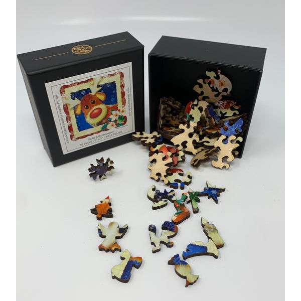 Holly Jolly Reindeer (50 Piece Mini Christmas Wooden Jigsaw Puzzle) UK