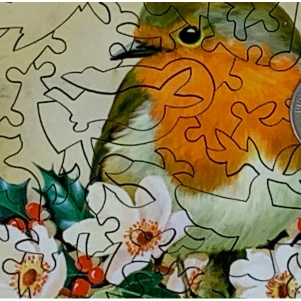 Holiday Robin (50 Piece Mini Christmas Wooden Jigsaw Puzzle) UK
