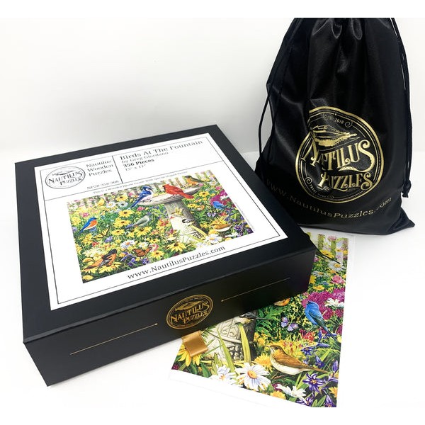 Birds at the Fountain (356 Piece Wooden Jigsaw Puzzle) UK