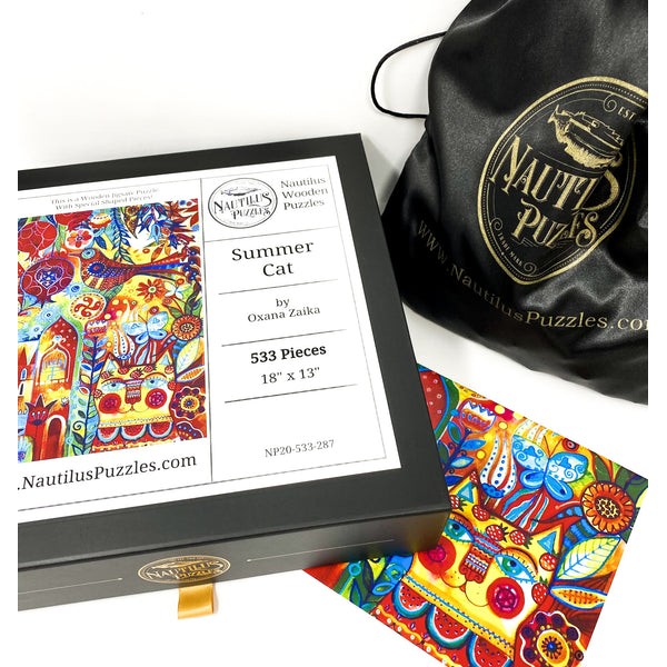 Summer Cat (533 Piece Wooden Jigsaw Puzzle) UK