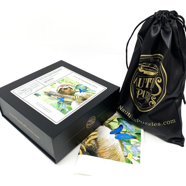 Sloth Among the Butterflies (143 Piece Wooden Jigsaw Puzzle) UK
