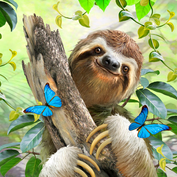 Sloth Among the Butterflies (143 Piece Wooden Jigsaw Puzzle) UK