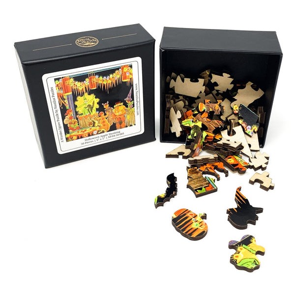 Halloween Apple Dunking (50 Pieces) Mini Halloween Wooden Jigsaw Puzzle UK