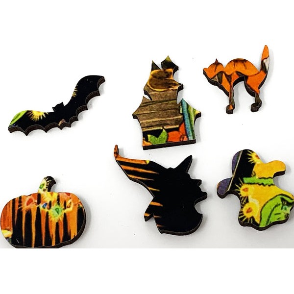 Halloween Apple Dunking (50 Pieces) Mini Halloween Wooden Jigsaw Puzzle UK