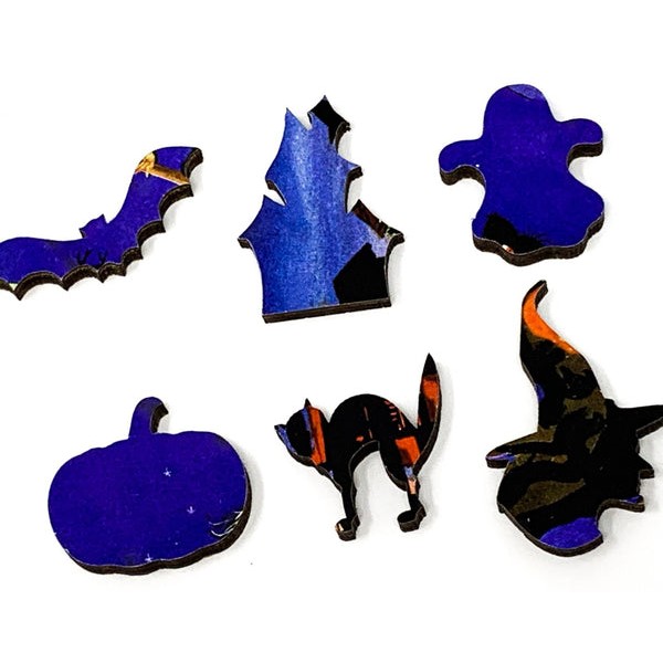Halloween Fly Over (50 Pieces) Mini Halloween Wooden Jigsaw Puzzle UK