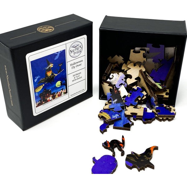 Halloween Fly Over (50 Pieces) Mini Halloween Wooden Jigsaw Puzzle UK