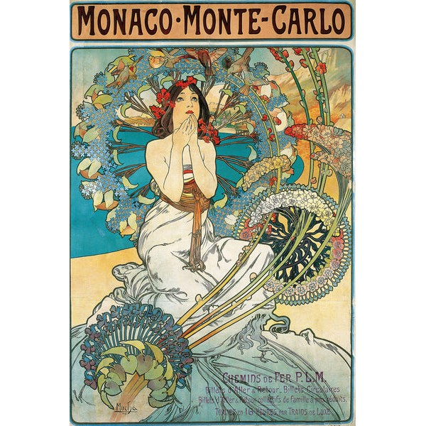 Monaco-Monte Carlo by Alphonse Mucha (179 Piece Wooden Jigsaw Puzzle) UK