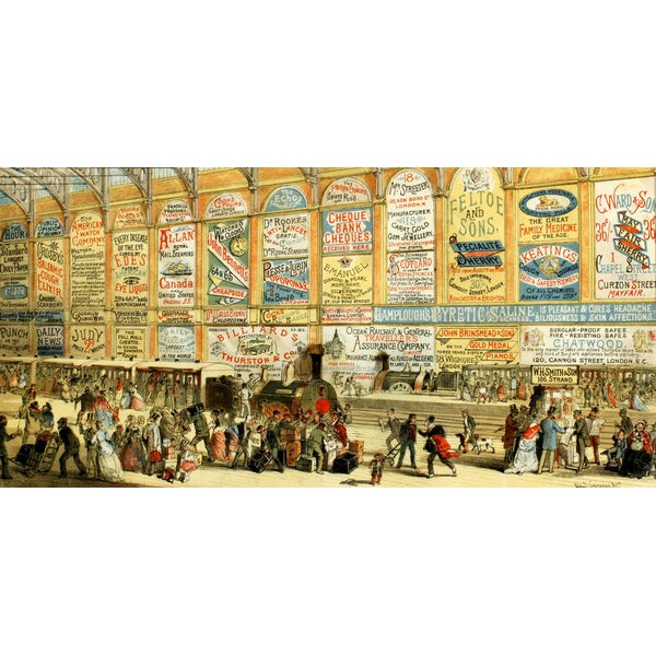 Victorian Modern Advertising: A Railway Station in 1874 (519 Pieces) Wooden Jigsaw Puzzle UK