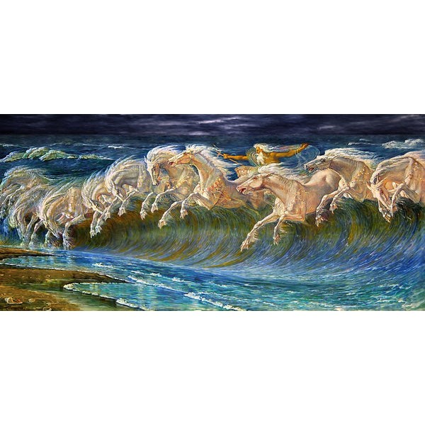Neptune's Horses by Walter Crane (404 Piece Wooden Jigsaw Puzzle) UK