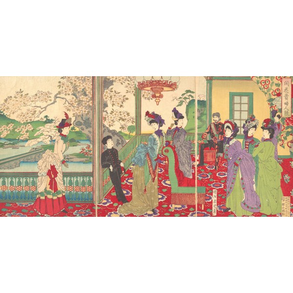 A Contest of Elegant Ladies Among the Cherry Blossoms (122 Piece Wooden Jigsaw Puzzle) UK