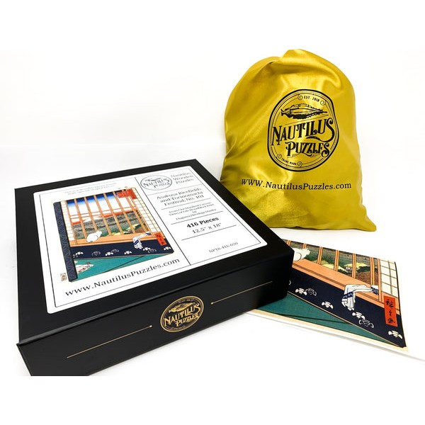 Asakusa Rice Fields (Cat in Window, Watching Mt Fuji) by Ando Hiroshige (416 Piece Adult Wooden Puzzle) UK